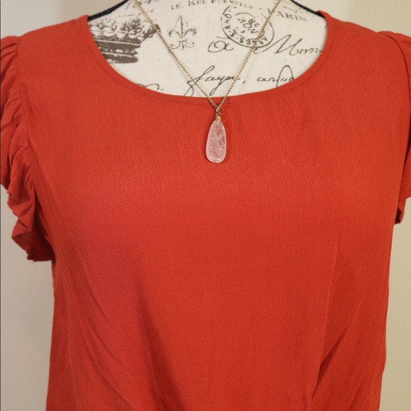 New with tags front tie cropped red top - Picture 3 of 7